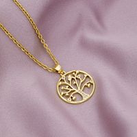 Elegant Lady Devil's Eye Tree Heart Shape Titanium Steel Copper Plating Inlay Zircon 18k Gold Plated Pendant Necklace sku image 4