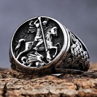 Vintage Style Knight 304 Stainless Steel Men'S Rings main image 6