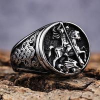 Vintage Style Knight 304 Stainless Steel Men'S Rings main image 4