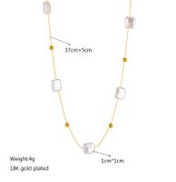304 Stainless Steel 18K Gold Plated Baroque Style Beaded Plating Square Plastic Necklace main image 3