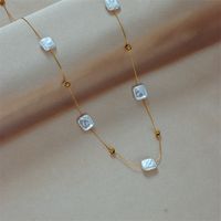 304 Stainless Steel 18K Gold Plated Baroque Style Beaded Plating Square Plastic Necklace main image 5