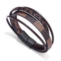 Casual Hip-hop Vintage Style Solid Color Pu Leather Alloy Knitting Buckle Men's Wristband Bangle main image 3