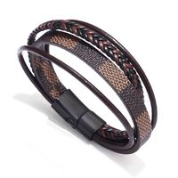 Casual Hip-hop Vintage Style Solid Color Pu Leather Alloy Knitting Buckle Men's Wristband Bangle sku image 4