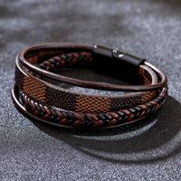 Casual Hip Hop Estilo Vintage Color Sólido Cuero Sintético Aleación Tejido De Punto Hebilla Hombres Pulsera Brazalete main image 2