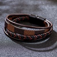 Casual Hip-hop Vintage Style Solid Color Pu Leather Alloy Knitting Buckle Men's Wristband Bangle main image 2