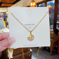 Ins Style Sweet Rabbit Moon Titanium Steel Plating Inlay Zircon Pendant Necklace main image 1