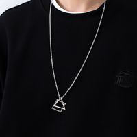 Hip-hop Triangle Square Titanium Steel Polishing Men's Pendant Necklace main image 1