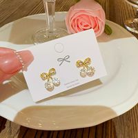 1 Pair Fashion Heart Shape Butterfly Bow Knot Inlay Imitation Pearl Alloy Rhinestones Earrings sku image 42