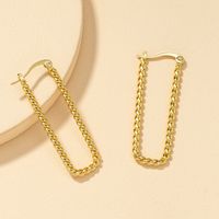 1 Pair Streetwear Rectangle Titanium Steel Plating 18k Gold Plated Hoop Earrings main image 2