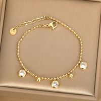 Simple Style Round Stainless Steel Plating Inlay Zircon Bracelets sku image 4