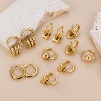 1 Pair Elegant Basic Round Star Heart Shape Titanium Steel Plating Gold Plated Earrings main image 6
