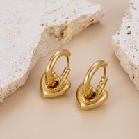 1 Pair Elegant Basic Round Star Heart Shape Titanium Steel Plating Gold Plated Earrings main image 3