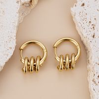 1 Pair Elegant Basic Round Star Heart Shape Titanium Steel Plating Gold Plated Earrings main image 4