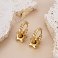 1 Pair Elegant Basic Round Star Heart Shape Titanium Steel Plating Gold Plated Earrings sku image 4