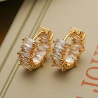 1 Pair Basic Commute Colorful Copper Plating Inlay Zircon 18k Gold Plated Hoop Earrings main image 4
