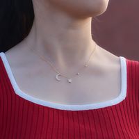Ins Style Korean Style Star Moon Sterling Silver Inlay Zircon Pendant Necklace main image 4