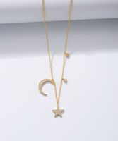 Ins Style Korean Style Star Moon Sterling Silver Inlay Zircon Pendant Necklace main image 3