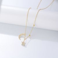 Ins Style Korean Style Star Moon Sterling Silver Inlay Zircon Pendant Necklace main image 1