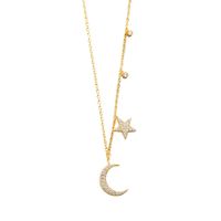 Ins Style Korean Style Star Moon Sterling Silver Inlay Zircon Pendant Necklace main image 2