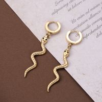 1 Pair Modern Style Cross Eye Snake Titanium Steel Tassel Chain Earrings sku image 4