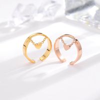 Titanium Steel 18K Gold Plated Simple Style Plating Heart Shape Titanium Steel Open Ring main image 6