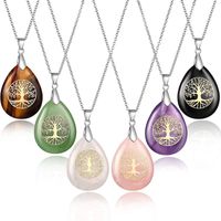 Streetwear Tree Stainless Steel Natural Stone Plating Pendant Necklace main image 1