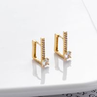 1 Pair Streetwear Star Copper Plating Inlay Zircon 18k Gold Plated Hoop Earrings main image 4