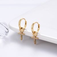 1 Pair Streetwear Star Copper Plating Inlay Zircon 18k Gold Plated Hoop Earrings main image 3