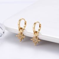 1 Pair Streetwear Star Copper Plating Inlay Zircon 18k Gold Plated Hoop Earrings main image 7