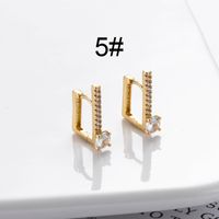 1 Pair Streetwear Star Copper Plating Inlay Zircon 18k Gold Plated Hoop Earrings sku image 7
