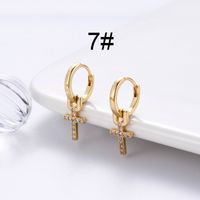 1 Pair Streetwear Star Copper Plating Inlay Zircon 18k Gold Plated Hoop Earrings sku image 8