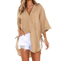 Women's Cardigan Blouse 3/4 Length Sleeve Blouses Button Casual Vacation Tropical Solid Color main image 1