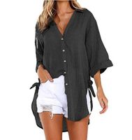 Women's Blouse Long Sleeve Blouses Asymmetrical Patchwork Button Elegant Sexy Solid Color main image 4