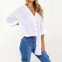 Women's Blouse Long Sleeve Blouses Asymmetrical Patchwork Button Elegant Sexy Solid Color main image 1