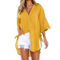 Women's Cardigan Blouse 3/4 Length Sleeve Blouses Button Casual Vacation Tropical Solid Color main image 6