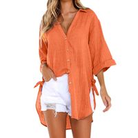Women's Cardigan Blouse 3/4 Length Sleeve Blouses Button Casual Vacation Tropical Solid Color main image 2