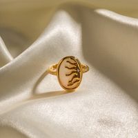 Ins Style Flame Stainless Steel Plating Inlay Rhinestones 18k Gold Plated Open Ring main image 2