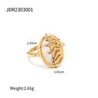 Ins Style Flame Stainless Steel Plating Inlay Rhinestones 18k Gold Plated Open Ring sku image 1