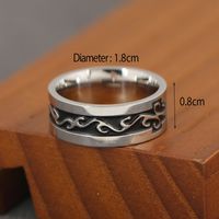 Retro Punk Round Stainless Steel Men's Wide Band Ring main image 5