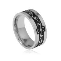 Retro Punk Round Stainless Steel Men's Wide Band Ring sku image 1