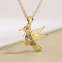 Modern Style Bird Copper Plating Inlay Zircon 18k Gold Plated Pendant Necklace main image 4