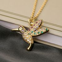 Modern Style Bird Copper Plating Inlay Zircon 18k Gold Plated Pendant Necklace main image 2