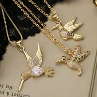 Modern Style Bird Copper Plating Inlay Zircon 18k Gold Plated Pendant Necklace main image 1