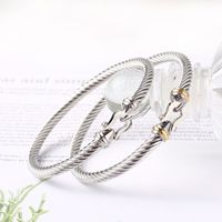 Classic Style Spiral Stripe Stainless Steel Bangle main image 3