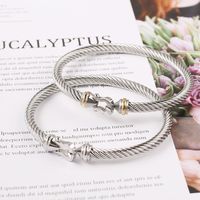 Classic Style Spiral Stripe Stainless Steel Bangle main image 2