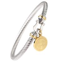 Ethnic Style Round Stainless Steel Charm Plating Bangle main image 4