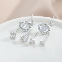 3 Pairs Simple Style Star Copper Inlay Artificial Pearls Zircon Ear Studs main image 2