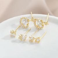 3 Pairs Simple Style Star Copper Inlay Artificial Pearls Zircon Ear Studs main image 4