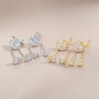 3 Pairs Simple Style Star Copper Inlay Artificial Pearls Zircon Ear Studs main image 5