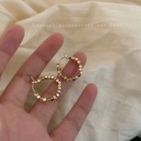 Retro Solid Color Alloy Plating Gold Plated Women's Earrings sku image 1